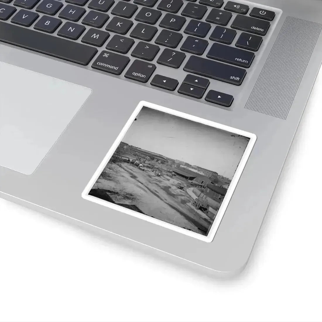 Atlanta, Ga. Railroad Depot and Yard; Trout House and Masonic Hall in Background (U.S. Civil War) STICKER Vinyl Kiss-Cut Decal - The Sticker Space