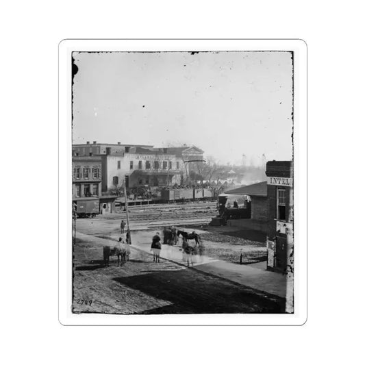 Atlanta, Ga. Soldiers on Boxcars at Railroad Depot (U.S. Civil War) STICKER Vinyl Kiss-Cut Decal 2 Inch White - The Sticker Space