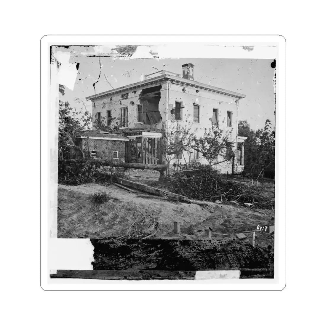 Atlanta, Ga. The Shell-Damaged Ponder House (U.S. Civil War) STICKER Vinyl Kiss-Cut Decal 4 Inch White - The Sticker Space