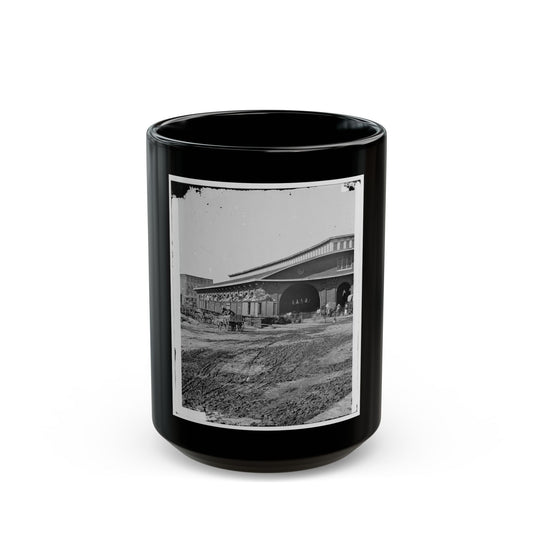 Atlanta, Ga. Boxcars With Refugees At Railroad Depot (U.S. Civil War) Black Coffee Mug