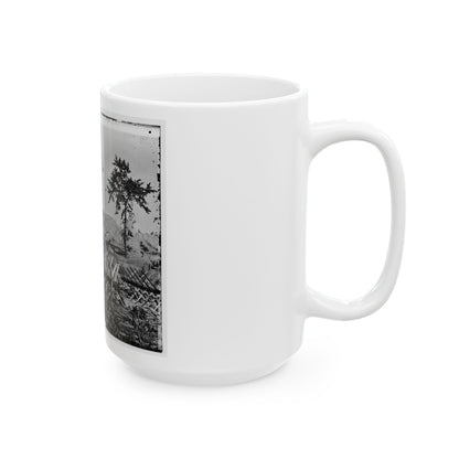 Atlanta, Ga. Chevaux-De-Frise On Marietta Street; Photographic Wagons And Darkroom Beyond (U.S. Civil War) White Coffee Mug