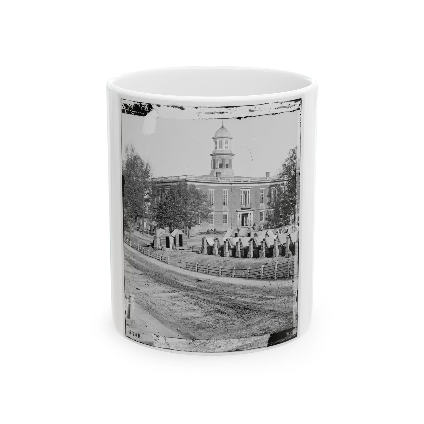 Atlanta, Ga. City Hall; Camp Of 2d Massachusetts Infantry On The Grounds (U.S. Civil War) White Coffee Mug