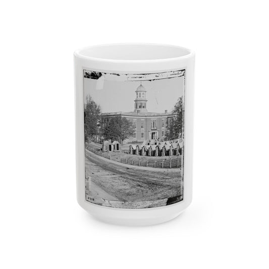 Atlanta, Ga. City Hall; Camp Of 2d Massachusetts Infantry On The Grounds (U.S. Civil War) White Coffee Mug