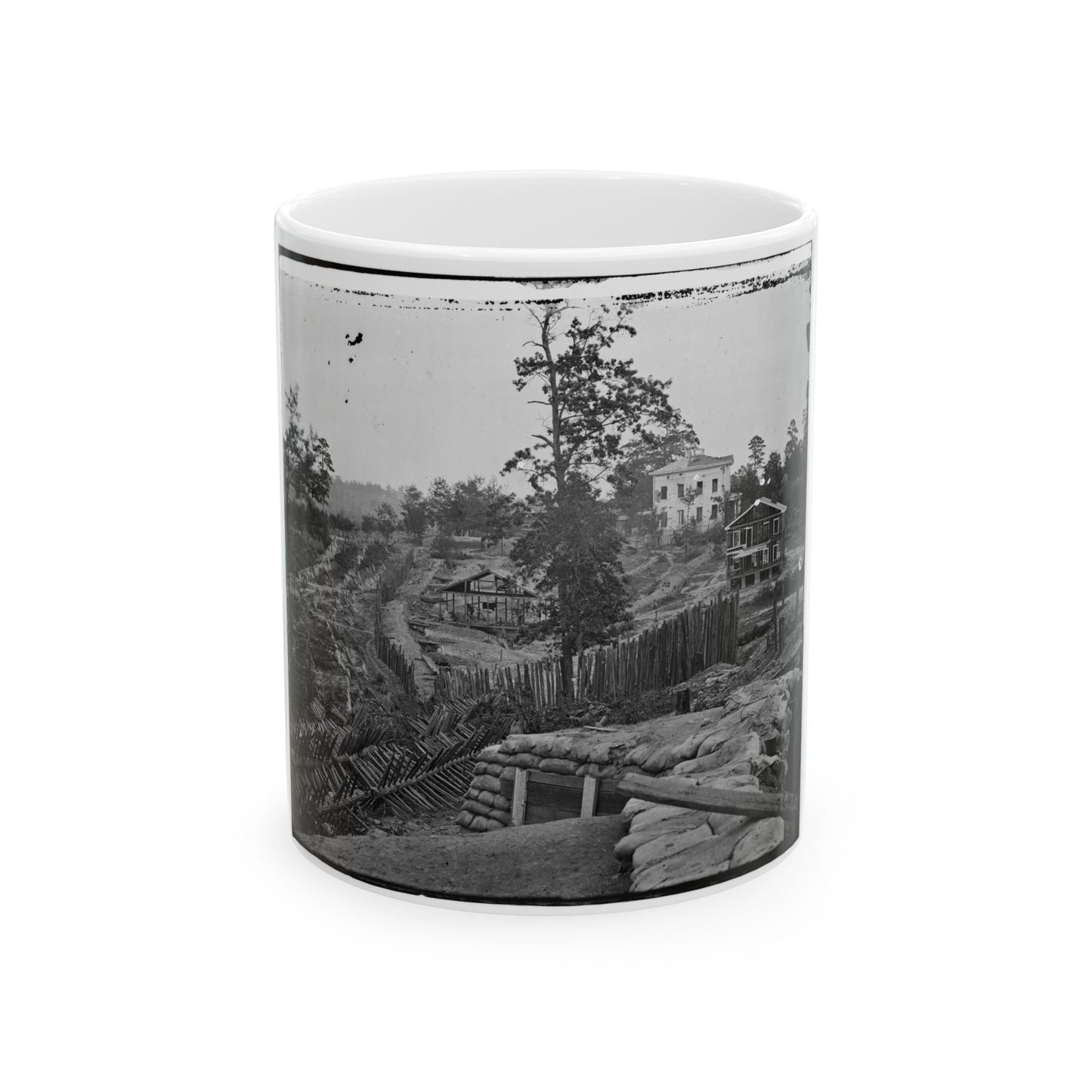 Atlanta, Ga. Confederate Palisades And Chevaux-De-Frise Near Potter House (U.S. Civil War) White Coffee Mug-11oz-The Sticker Space