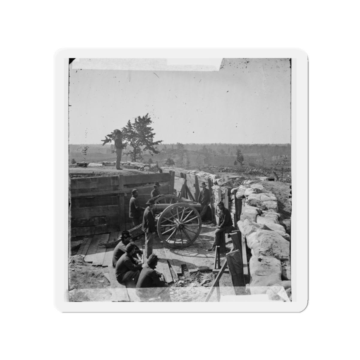 Atlanta, Ga. Federal Soldiers By Gun In Captured Fort (U.S. Civil War) Refrigerator Magnet-2" x 2"-The Sticker Space