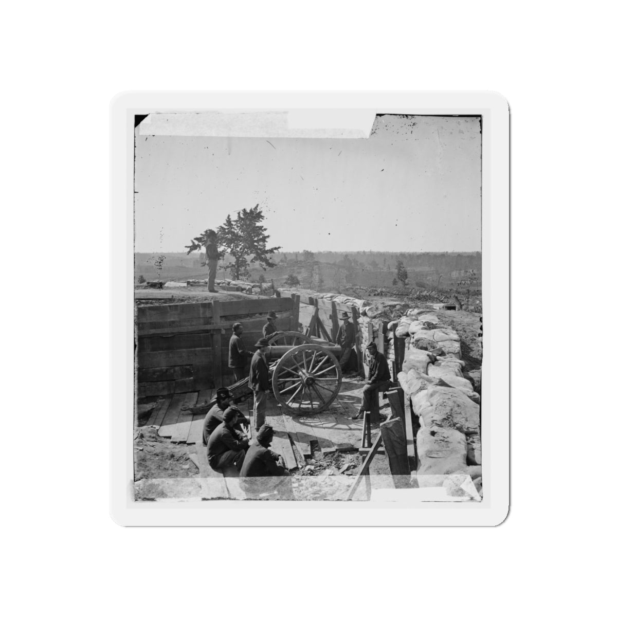 Atlanta, Ga. Federal Soldiers By Gun In Captured Fort (U.S. Civil War) Refrigerator Magnet-5" x 5"-The Sticker Space