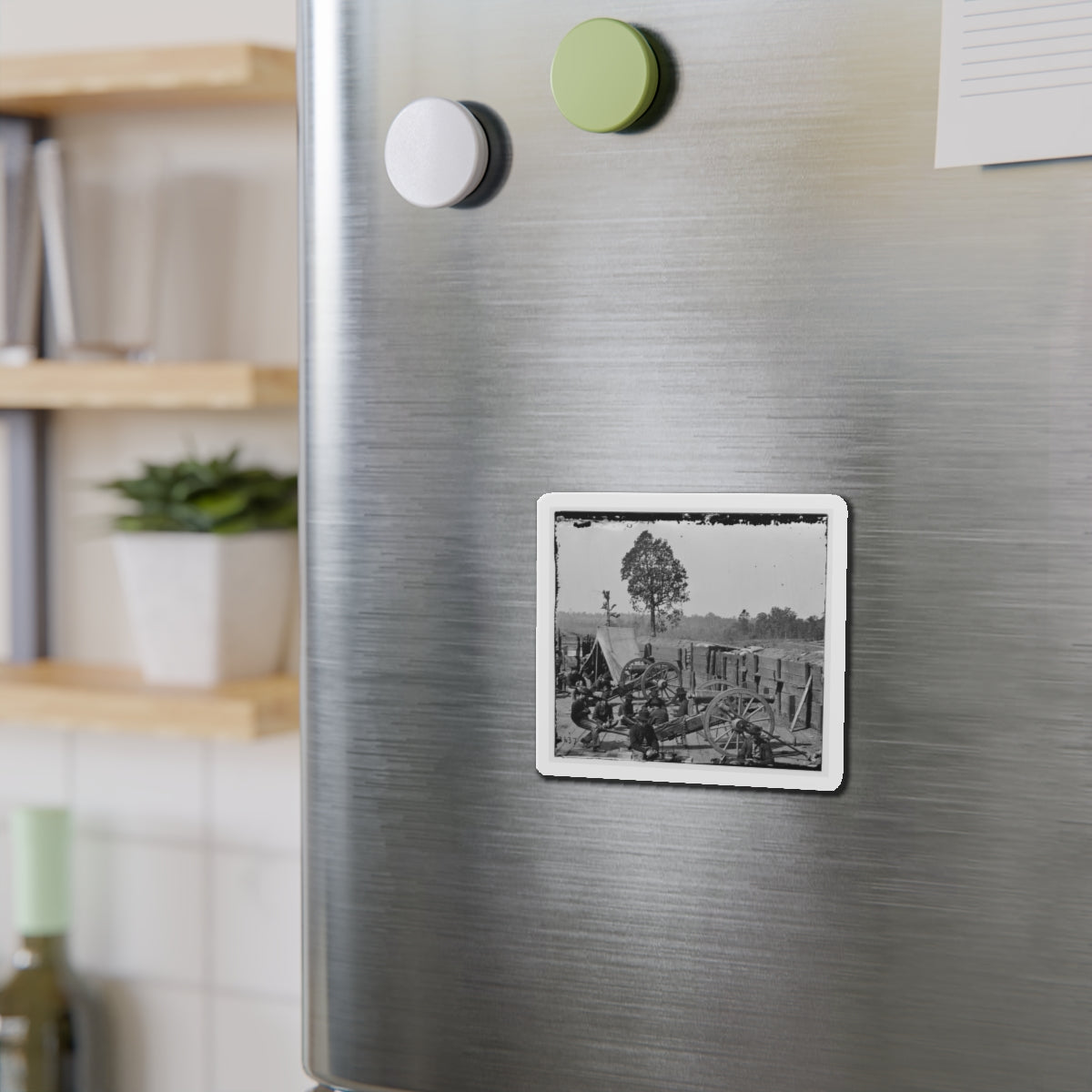 Atlanta, Ga. Federal Soldiers Relaxing By Guns Of Captured Fort (U.S. Civil War) Refrigerator Magnet-The Sticker Space