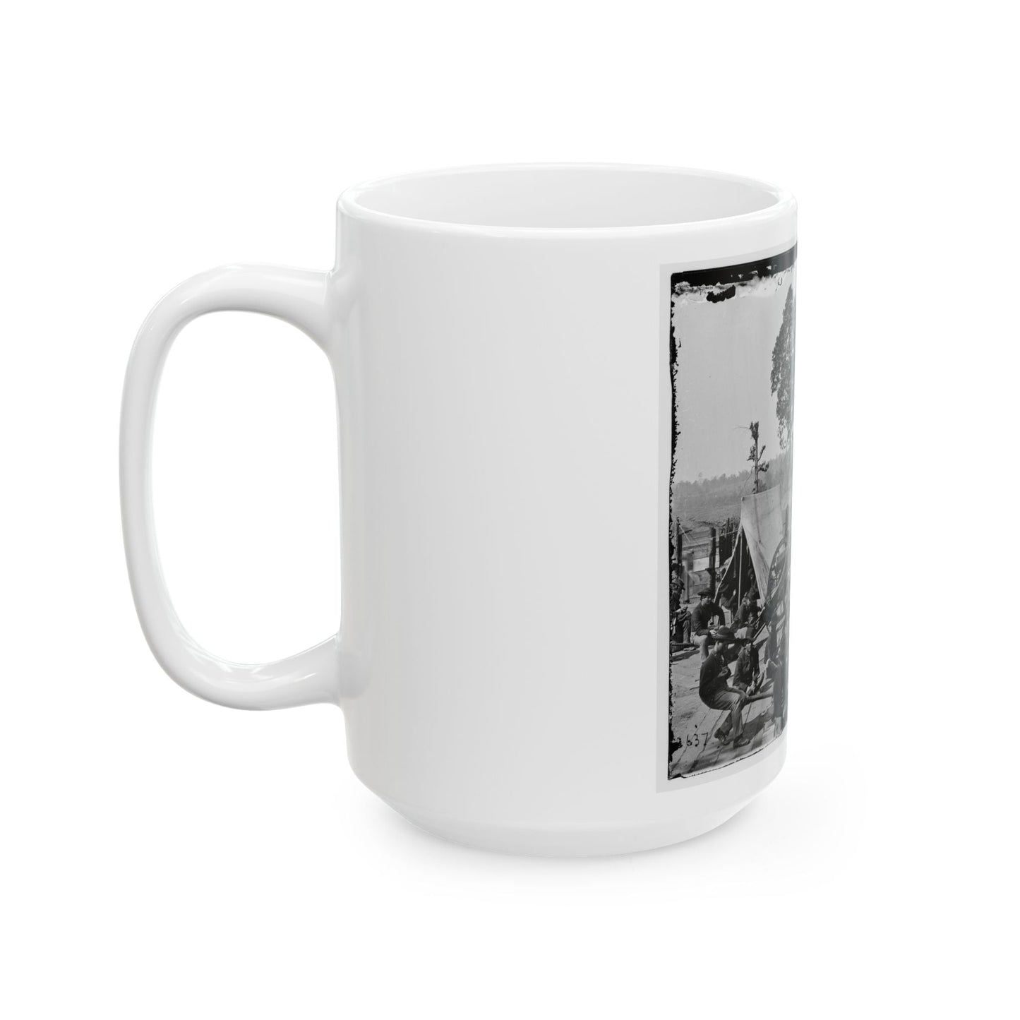 Atlanta, Ga. Federal Soldiers Relaxing By Guns Of Captured Fort (U.S. Civil War) White Coffee Mug-The Sticker Space