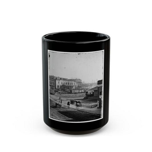 Atlanta, Ga. Soldiers On Boxcars At Railroad Depot (U.S. Civil War) Black Coffee Mug