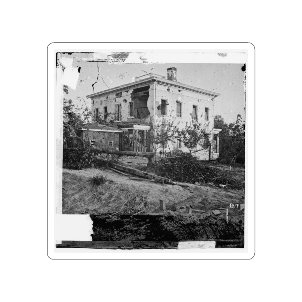 Atlanta, Ga. The Shell-Damaged Ponder House (U.S. Civil War) STICKER Vinyl Die-Cut Decal-White-The Sticker Space