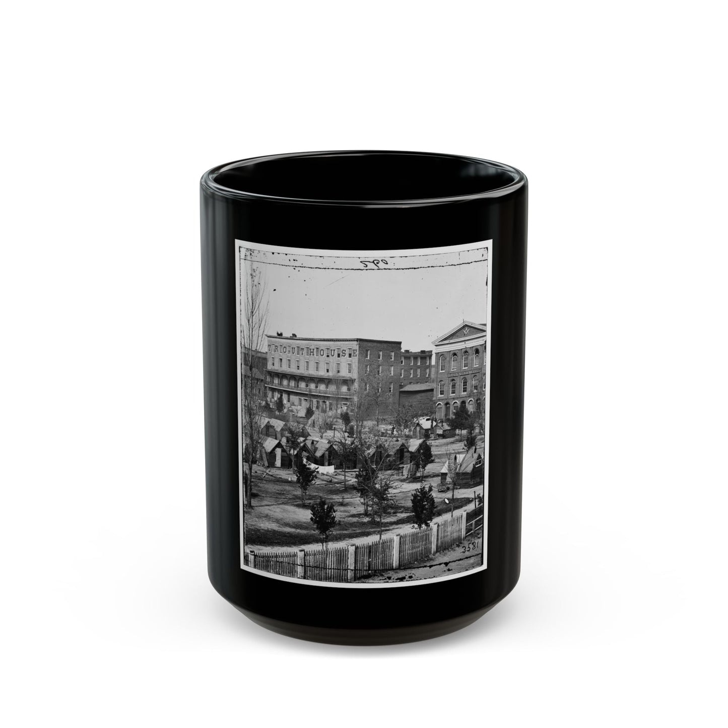 Atlanta, Ga. Trout House, Masonic Hall, And Federal Encampment On Decatur Street (U.S. Civil War) Black Coffee Mug