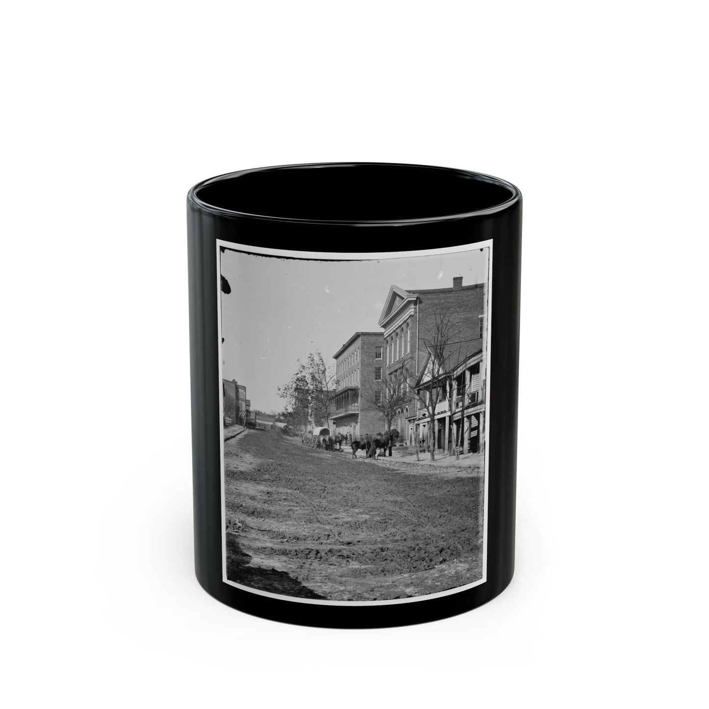 Atlanta, Ga. View On Decatur Street, Showing Trout House And Masonic Hall (U.S. Civil War) Black Coffee Mug