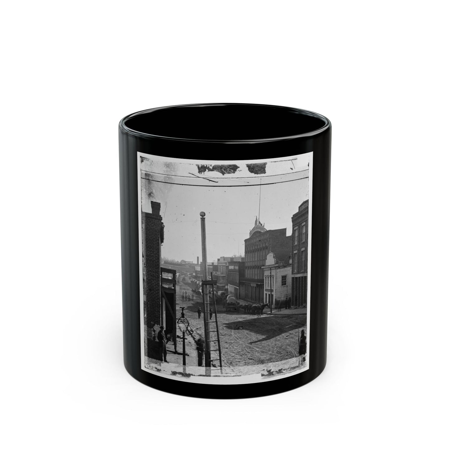 Atlanta, Ga. Wagon Train On Marietta Street (U.S. Civil War) Black Coffee Mug