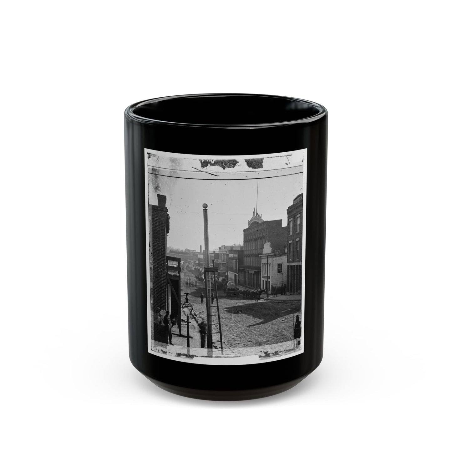 Atlanta, Ga. Wagon Train On Marietta Street (U.S. Civil War) Black Coffee Mug