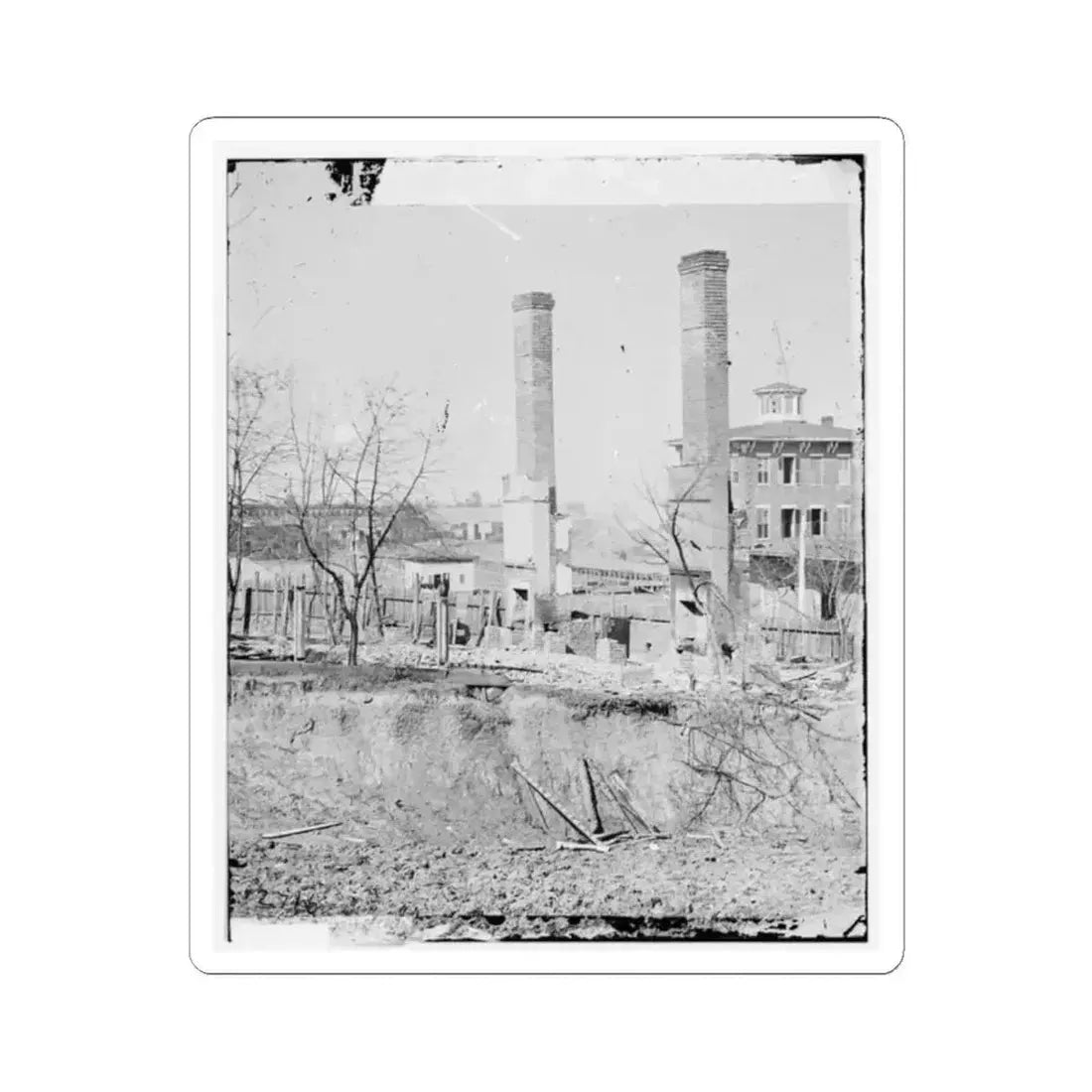 Atlanta, Georgia. Burned Building (U.S. Civil War) STICKER Vinyl Kiss-Cut Decal 2 Inch White - The Sticker Space
