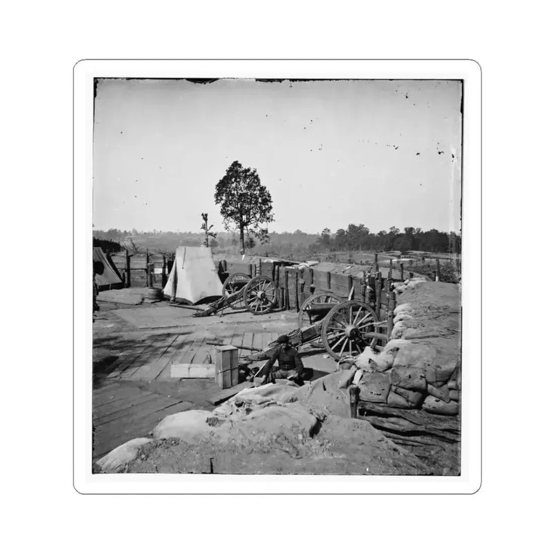 Atlanta, Georgia. Confederate Fort in Front of Atlanta (U.S. Civil War) STICKER Vinyl Kiss-Cut Decal 3 Inch White - The Sticker Space