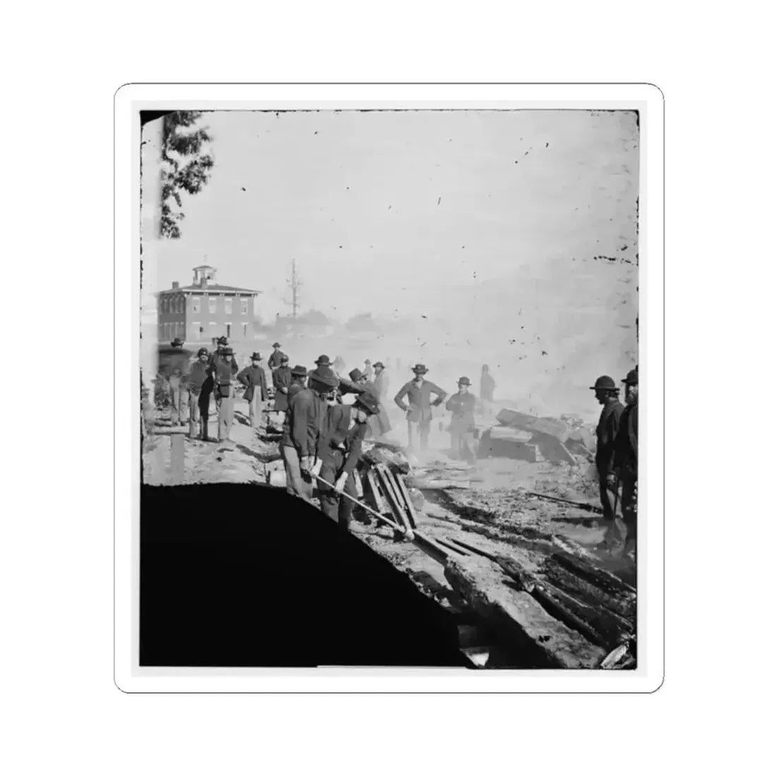 Atlanta, Georgia. Sherman's Men Destroying Railroad (U.S. Civil War) STICKER Vinyl Kiss-Cut Decal 2 Inch White - The Sticker Space