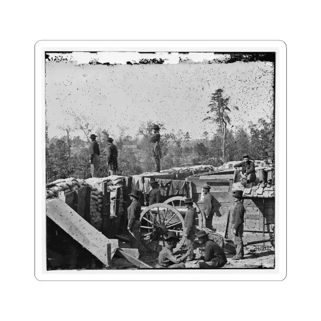 Atlanta, Georgia. Sherman's Men in Confederate Fort East of Atlanta (U.S. Civil War) STICKER Vinyl Kiss-Cut Decal 4 Inch White - The Sticker Space