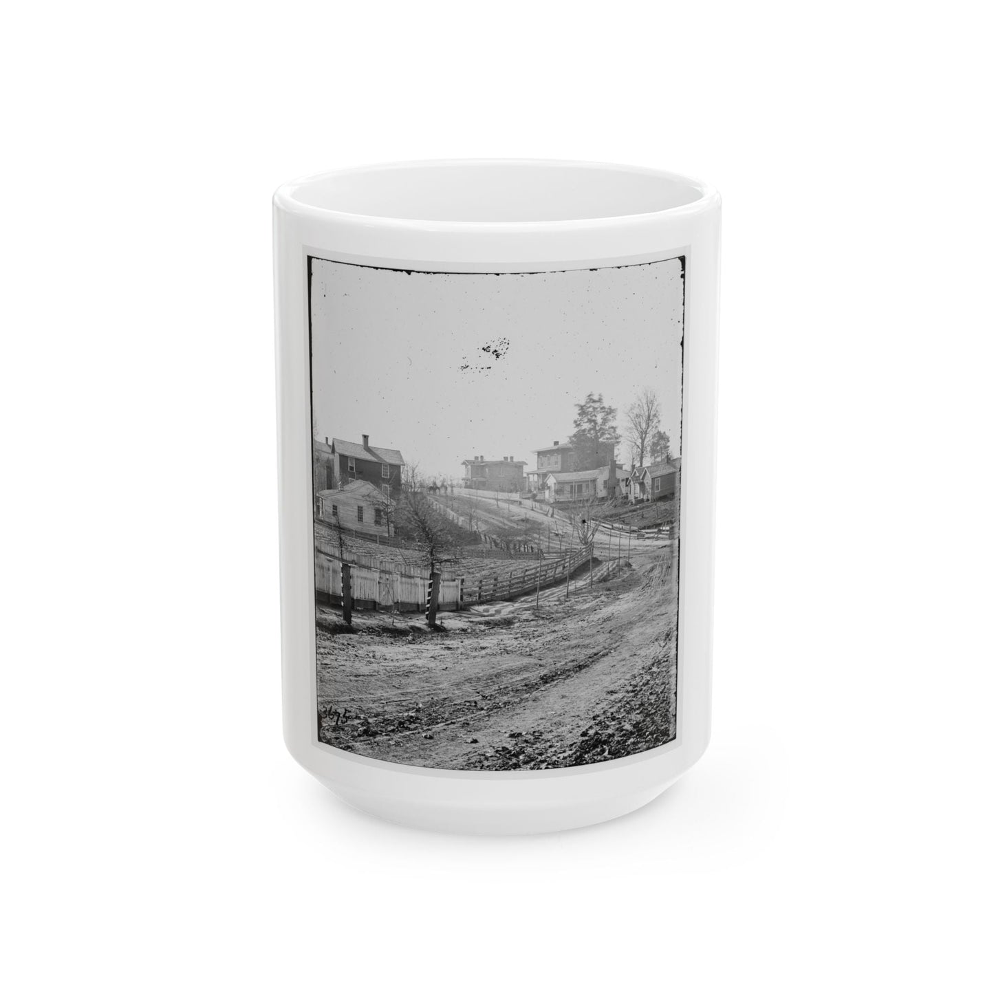 Atlanta, Georgia (Vicinity). View Of Houses (U.S. Civil War) White Coffee Mug-15oz-The Sticker Space