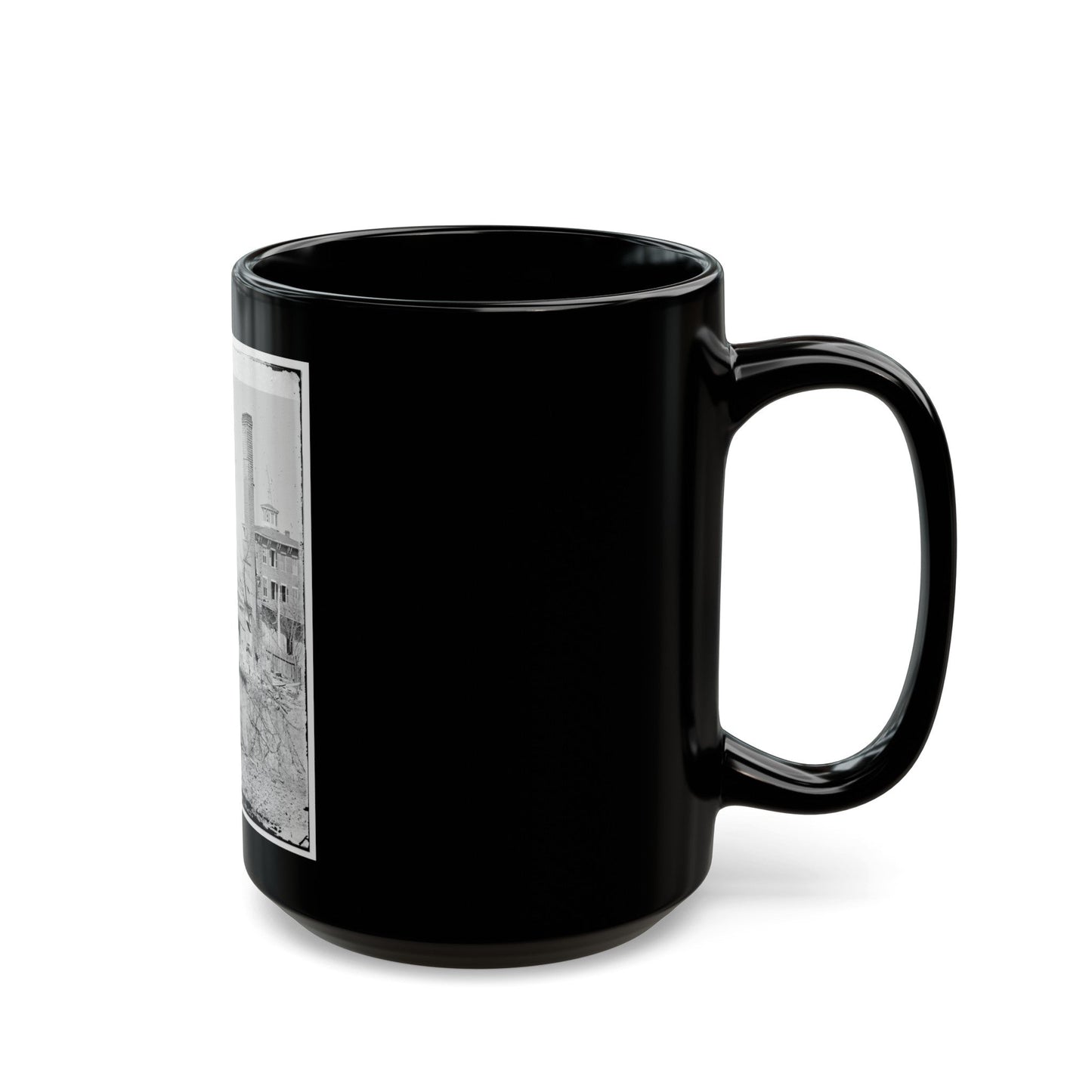 Atlanta, Georgia. Burned Building (U.S. Civil War) Black Coffee Mug-The Sticker Space