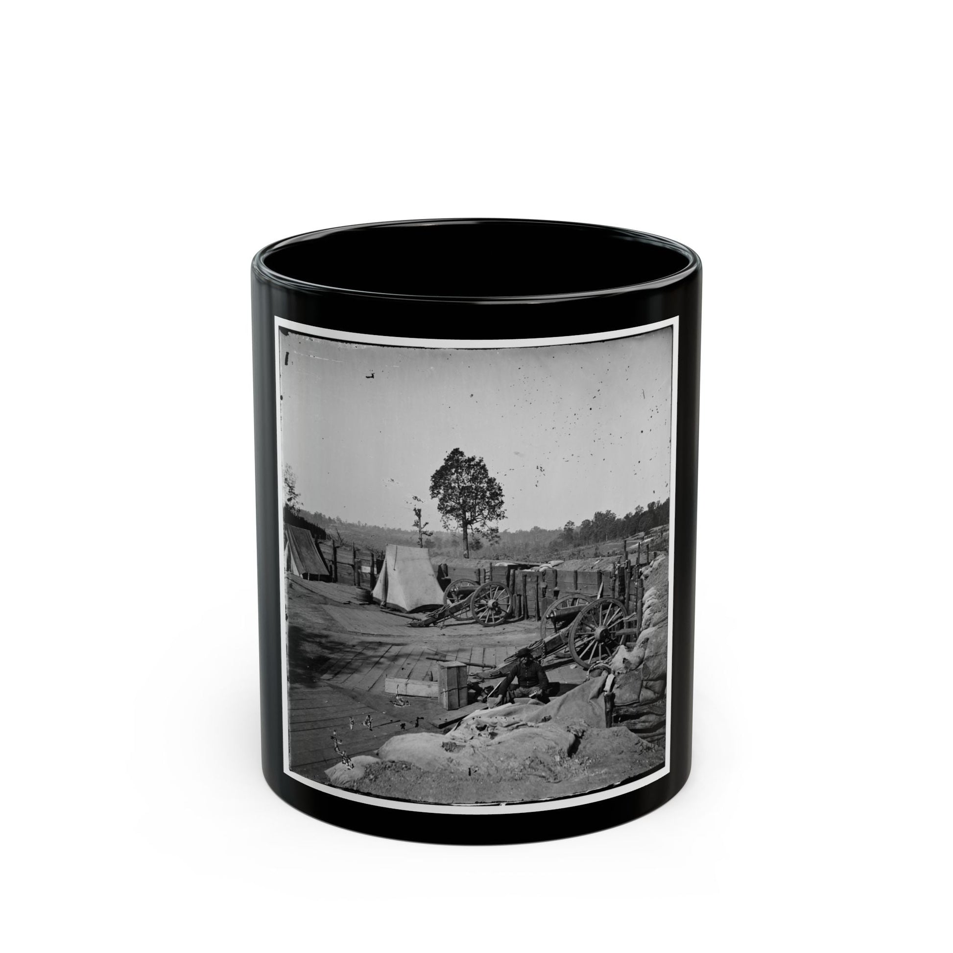 Atlanta, Georgia. Confederate Fort In Front Of Atlanta-2 (U.S. Civil War) Black Coffee Mug-11oz-The Sticker Space