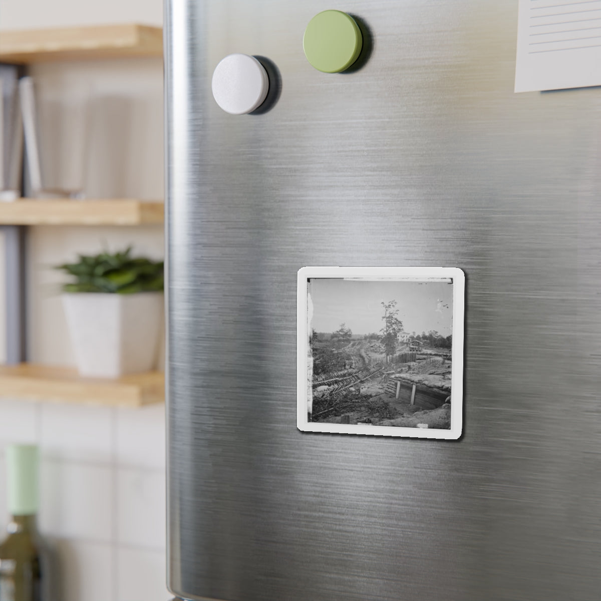 Atlanta, Georgia. Confederate Fortifications With Potter House In The Distance (U.S. Civil War) Refrigerator Magnet-The Sticker Space