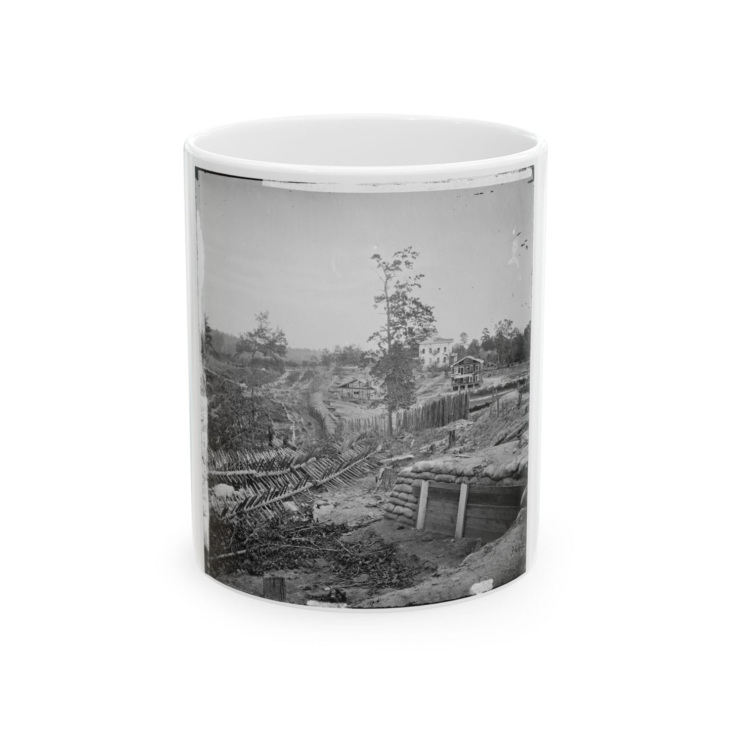 Atlanta, Georgia. Confederate Fortifications With Potter House In The Distance (U.S. Civil War) White Coffee Mug