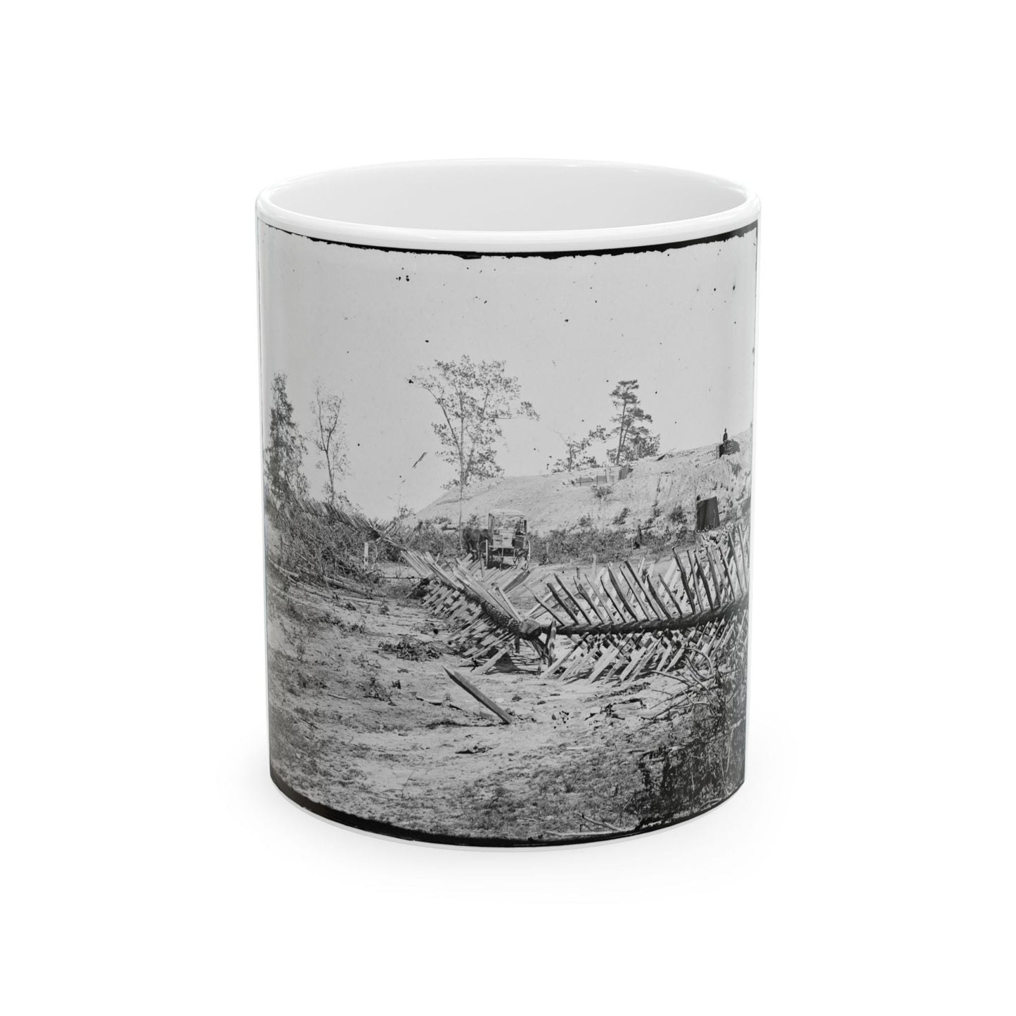 Atlanta, Georgia. Confederate Fortifications. (Shown Is Barnard's Wagon And Portable Darkroom) (U.S. Civil War) White Coffee Mug