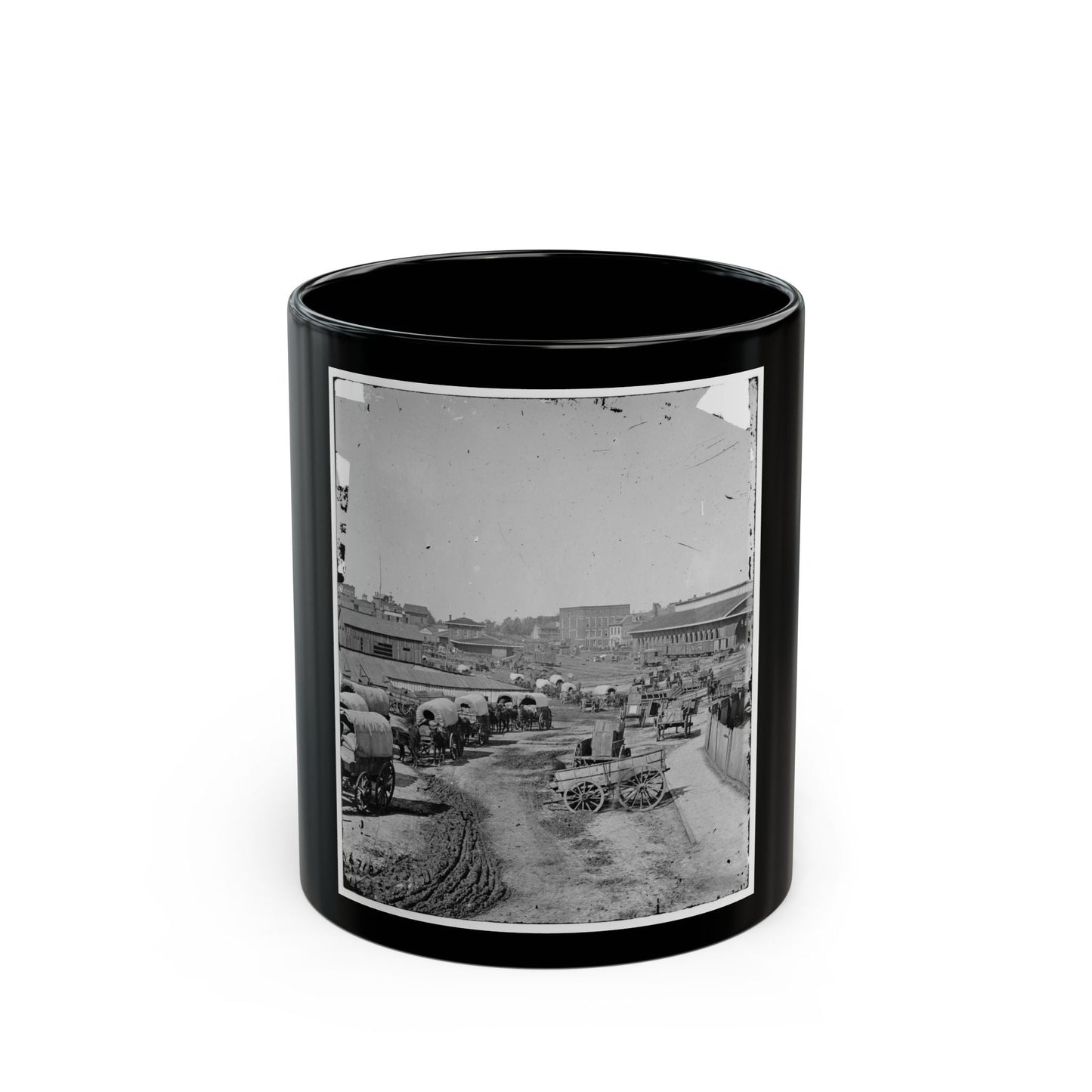 Atlanta, Georgia. Federal Army Wagons Railroad Depot (U.S. Civil War) Black Coffee Mug