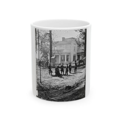 Atlanta, Georgia. Federal Officers Standing In Front Of House. (Formerly Headquarters Of Gen. John Bell Hood.) (U.S. Civil War) White Coffee Mug