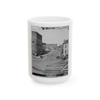 Atlanta, Georgia. Northward View Across The Tracks On Whitehall Street. Concert Hall On Left (U.S. Civil War) White Coffee Mug