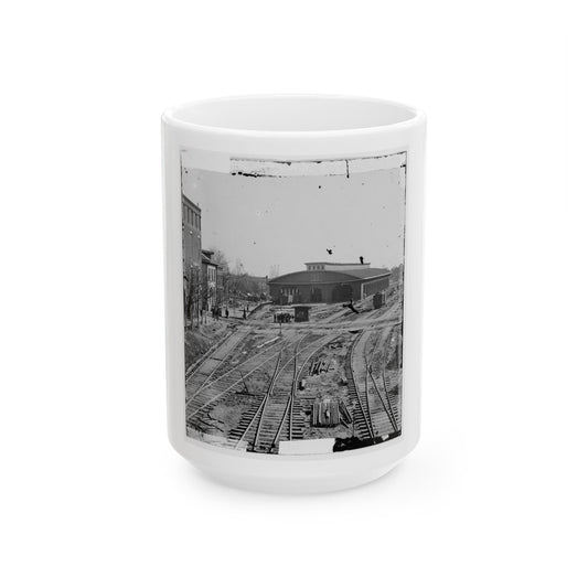 Atlanta, Georgia. Railroad Depot (U.S. Civil War) White Coffee Mug-15oz-The Sticker Space