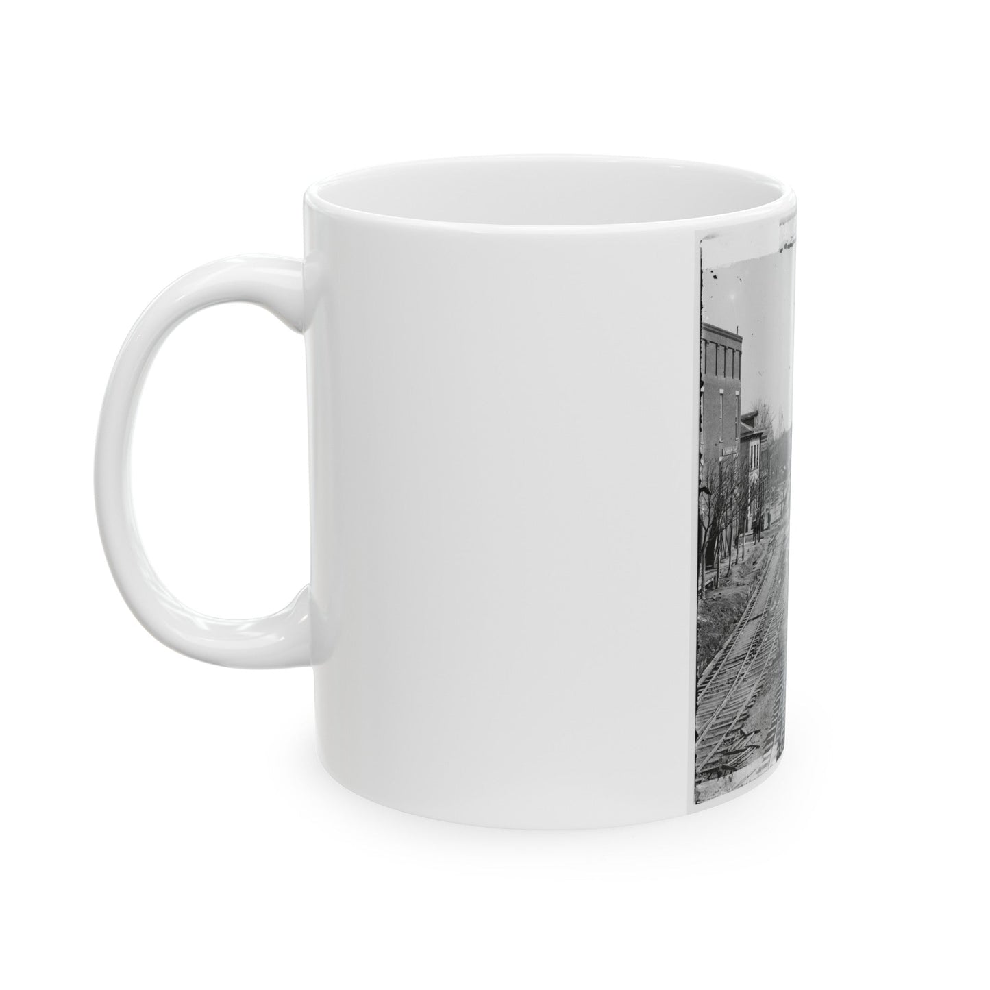 Atlanta, Georgia. Railroad Depot (U.S. Civil War) White Coffee Mug-The Sticker Space