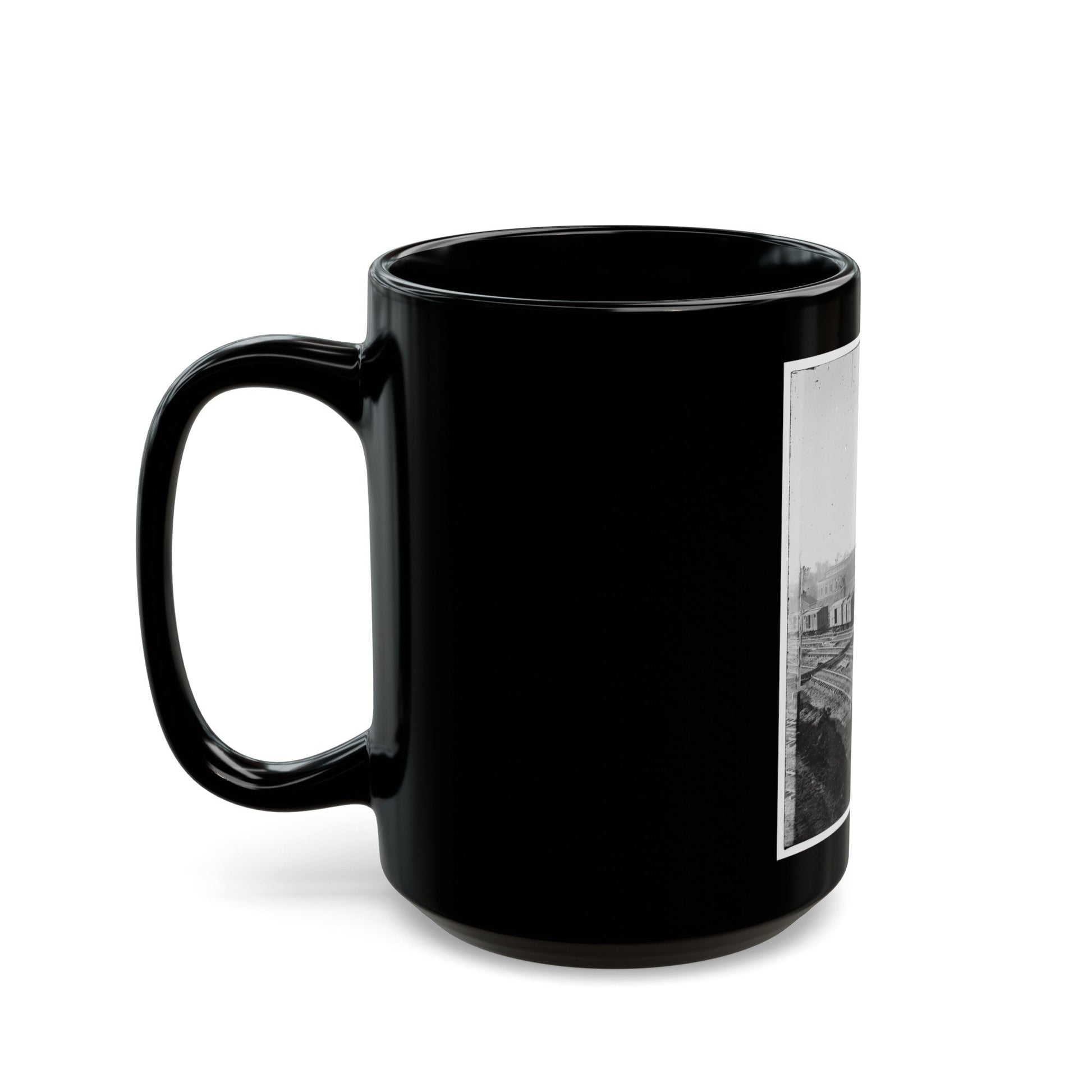 Atlanta, Georgia. Railroad Roundhouse (U.S. Civil War) Black Coffee Mug-The Sticker Space