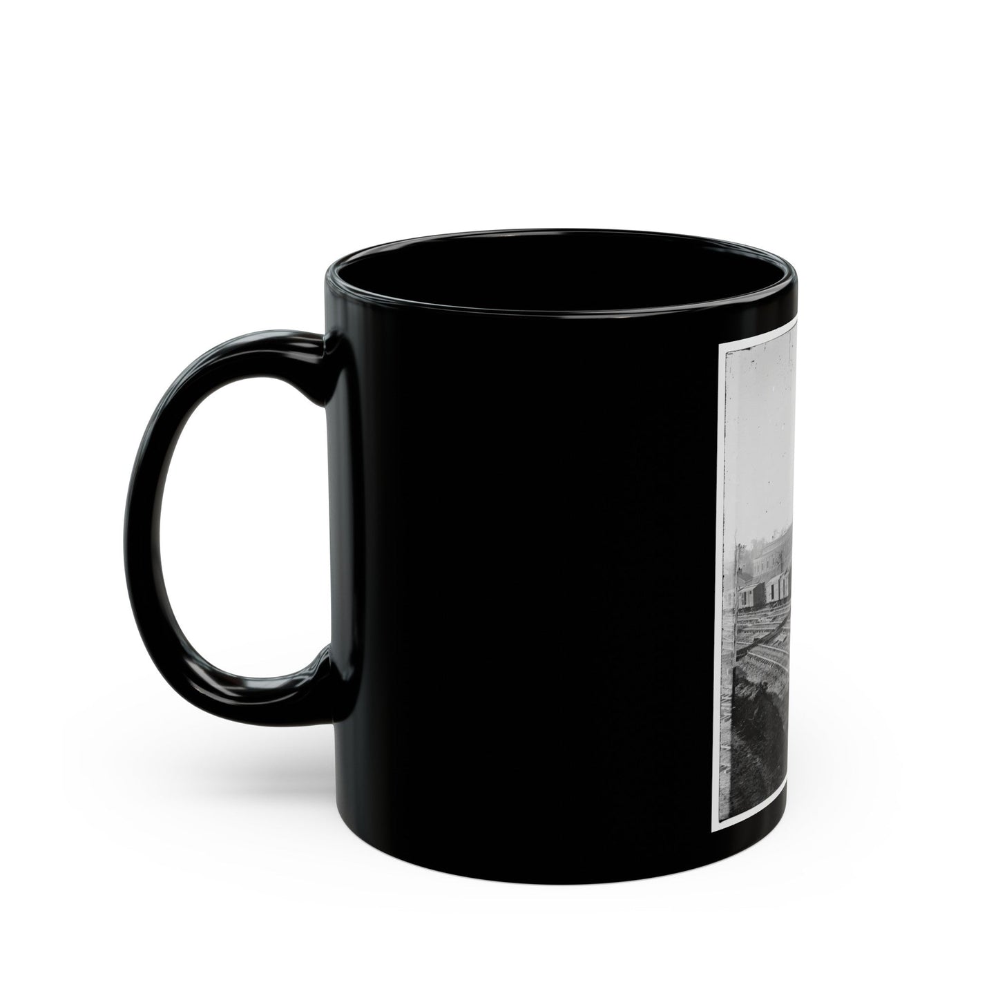 Atlanta, Georgia. Railroad Roundhouse (U.S. Civil War) Black Coffee Mug-The Sticker Space