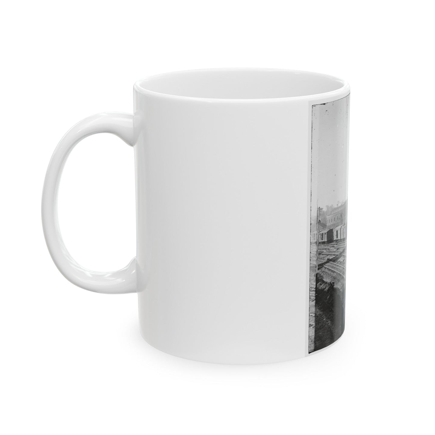 Atlanta, Georgia. Railroad Roundhouse (U.S. Civil War) White Coffee Mug-The Sticker Space