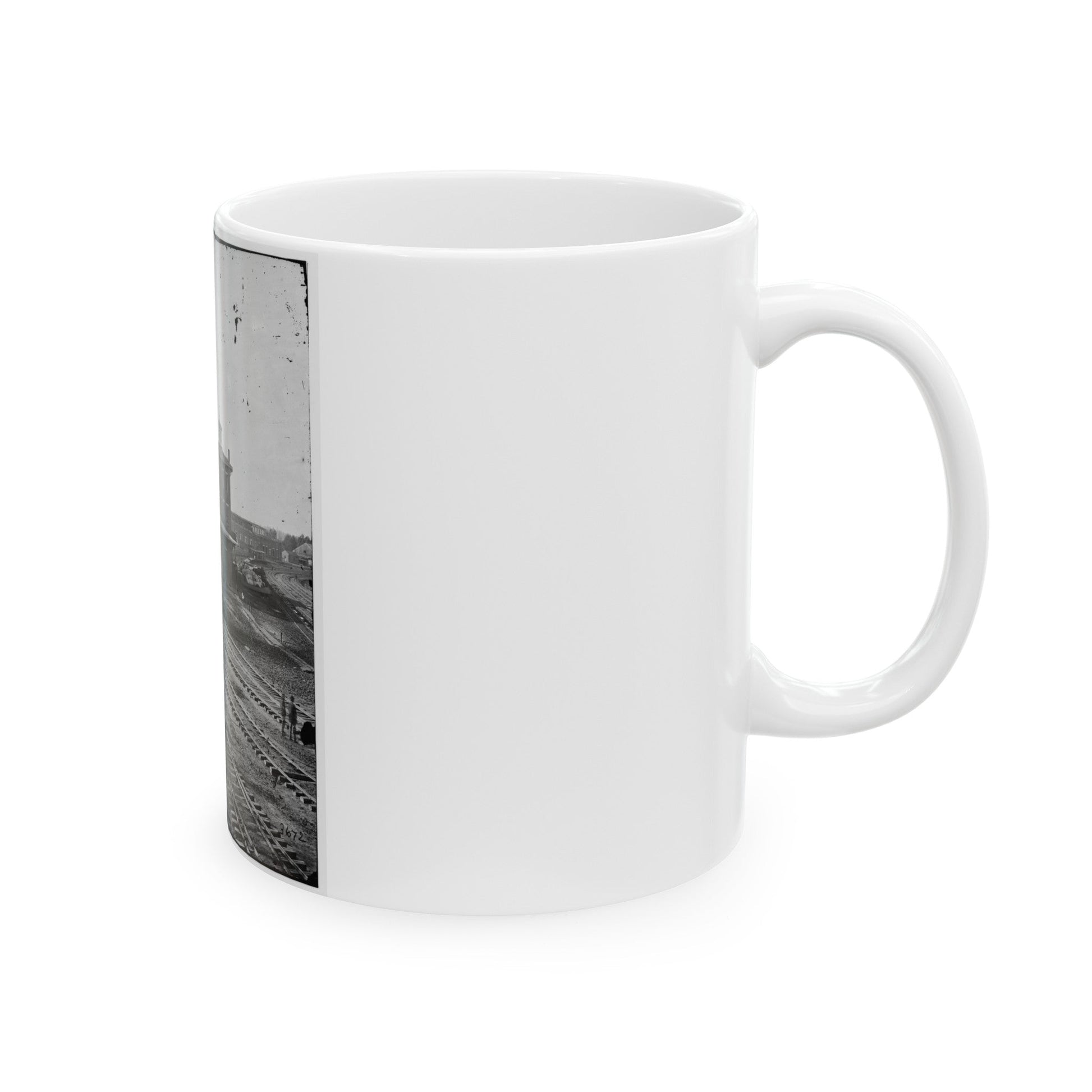 Atlanta, Georgia. Railroad Roundhouse (U.S. Civil War) White Coffee Mug-The Sticker Space