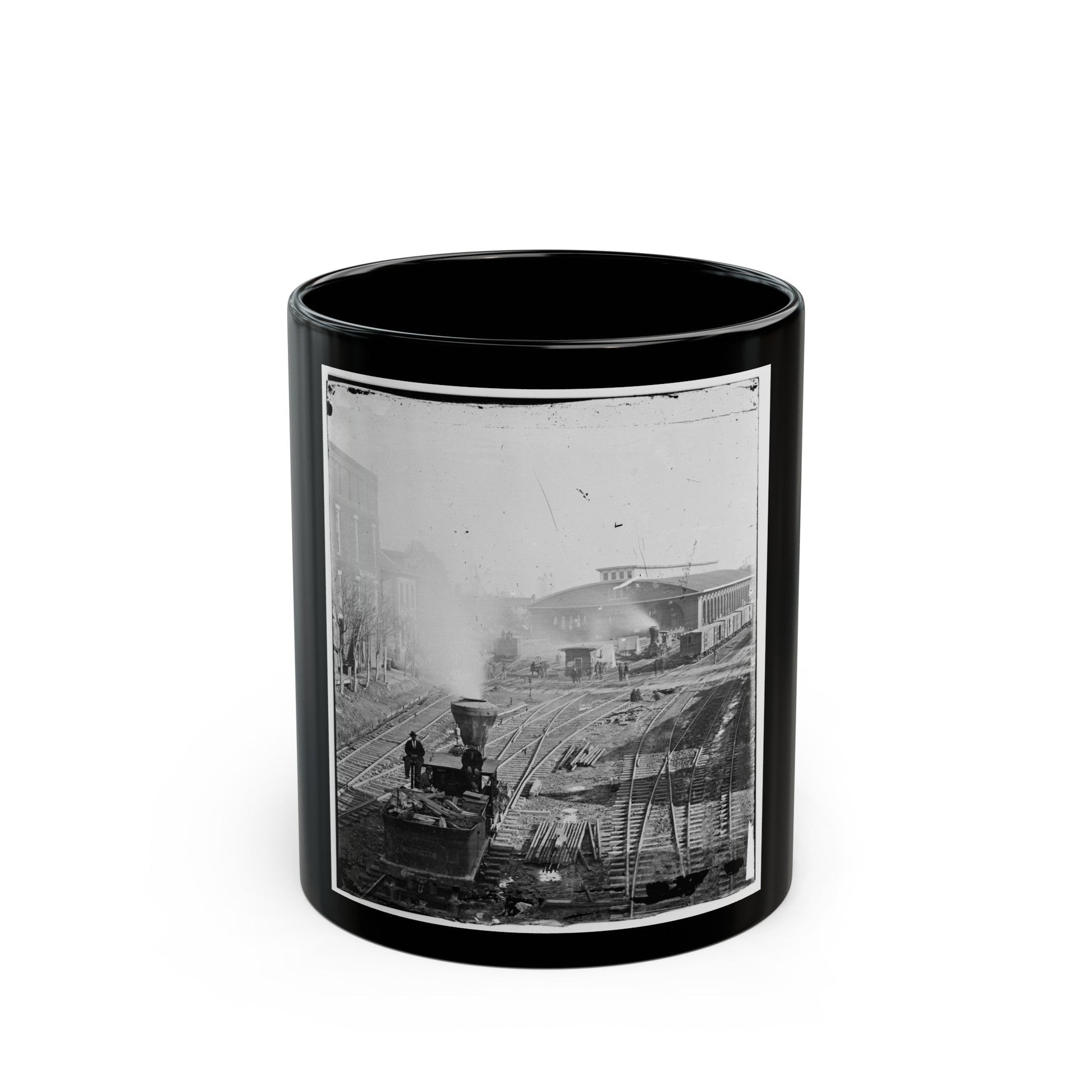 Atlanta, Georgia. Railroad Yards (U.S. Civil War) Black Coffee Mug-11oz-The Sticker Space