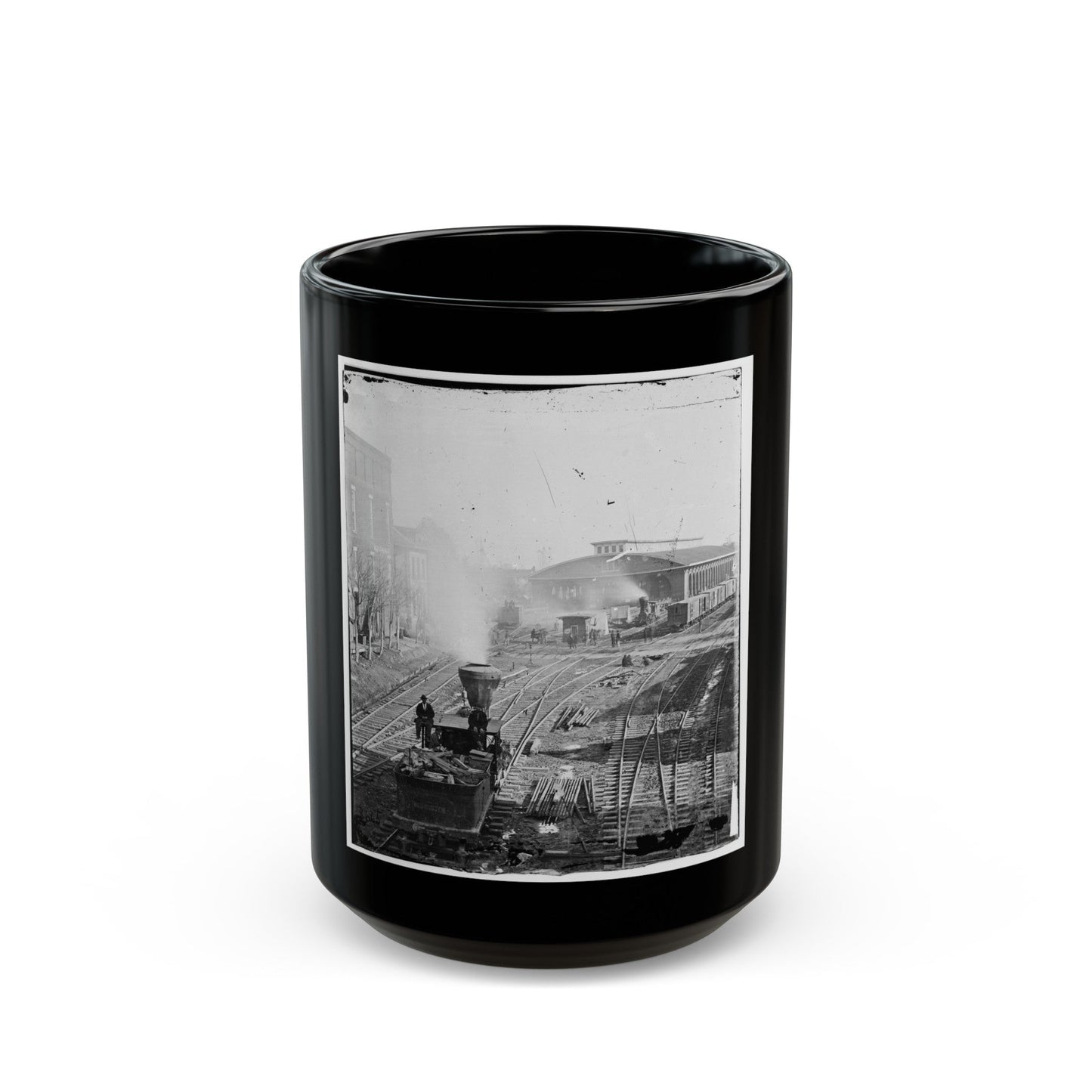 Atlanta, Georgia. Railroad Yards (U.S. Civil War) Black Coffee Mug-15oz-The Sticker Space