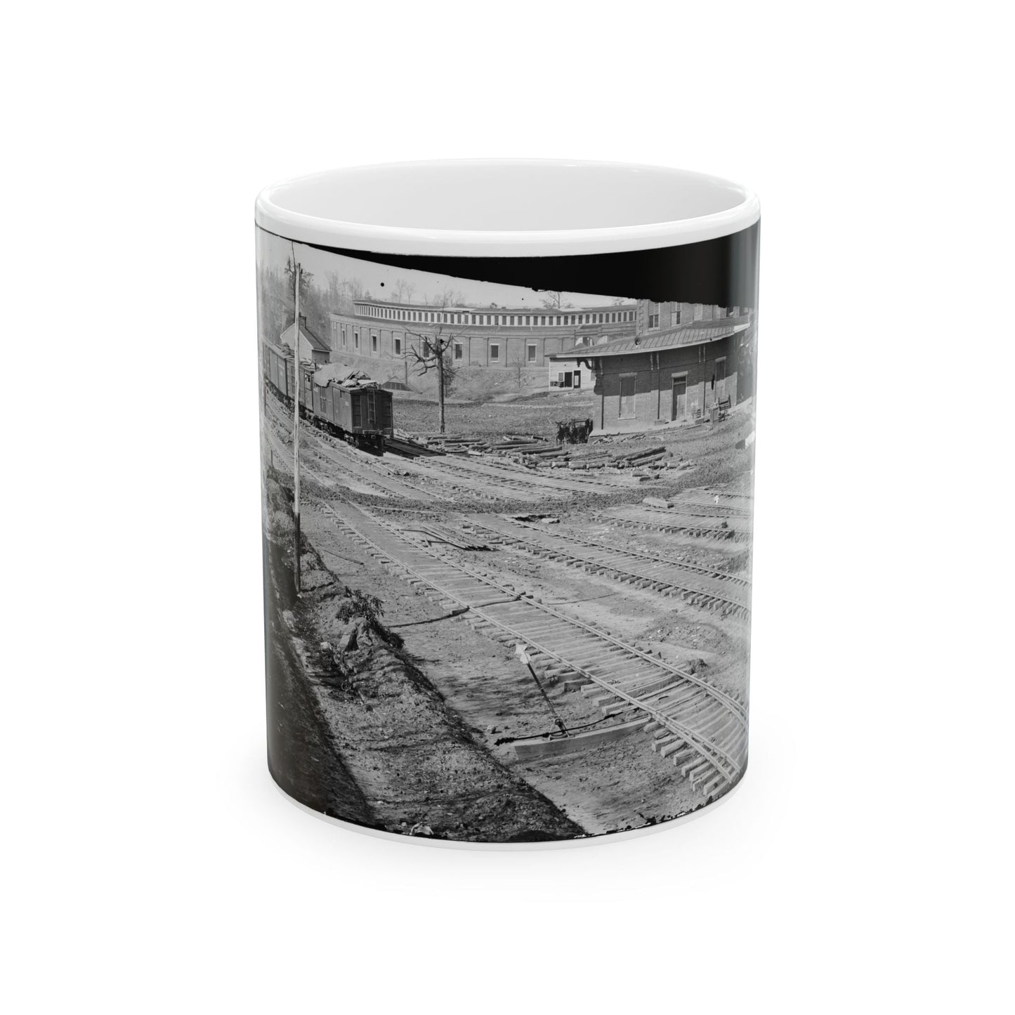 Atlanta, Georgia. Ruins Of Depot, Blown Up On Sherman's Departure (U.S. Civil War) White Coffee Mug-11oz-The Sticker Space