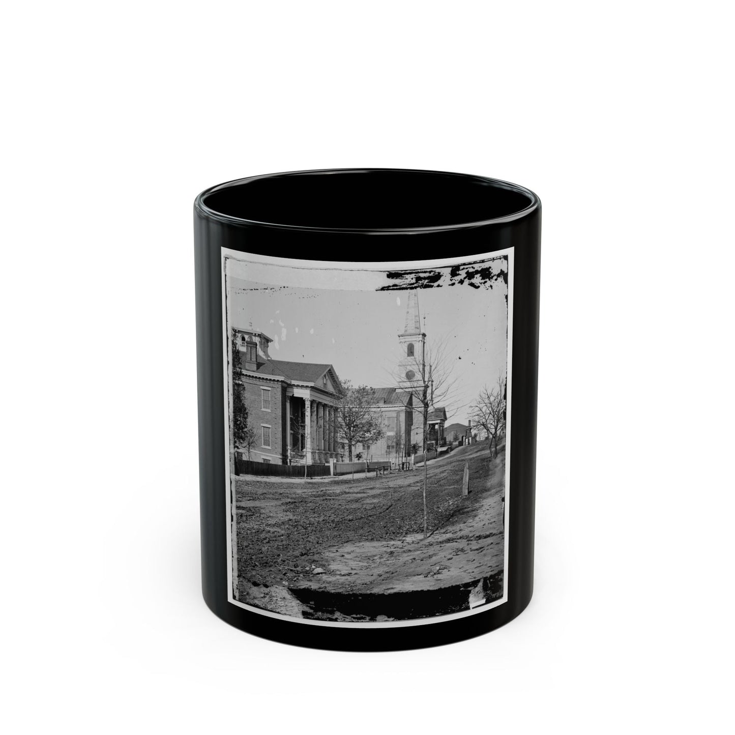 Atlanta, Georgia. Street In Atlanta (House Next To Church Used As Sherman's Headquarters (U.S. Civil War) Black Coffee Mug