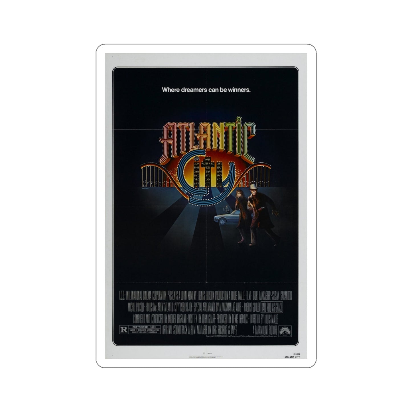 Atlantic City 1981 Movie Poster STICKER Vinyl Die-Cut Decal-4 Inch-The Sticker Space