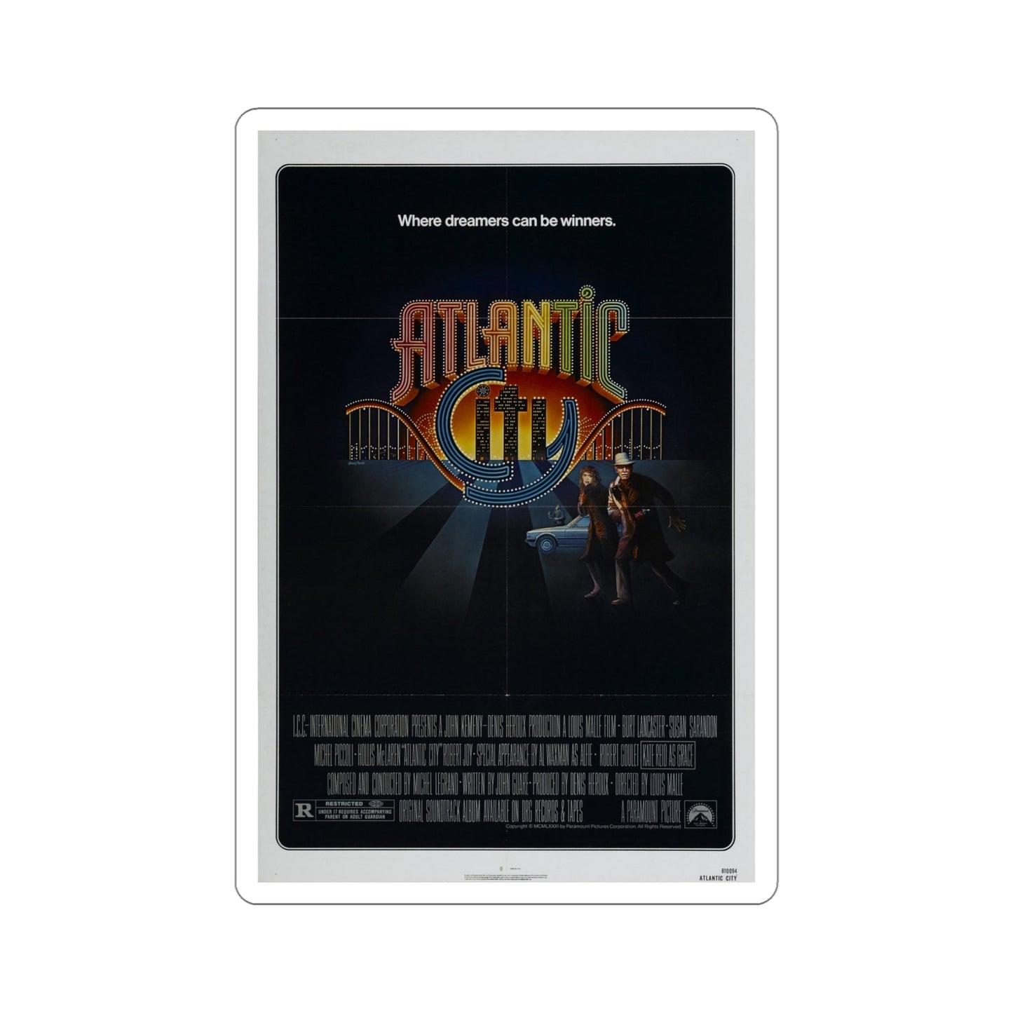 Atlantic City 1981 Movie Poster STICKER Vinyl Die-Cut Decal-5 Inch-The Sticker Space