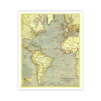 Atlantic Ocean (1939) (Map) STICKER Vinyl Kiss-Cut Decal 2 Inch White - The Sticker Space
