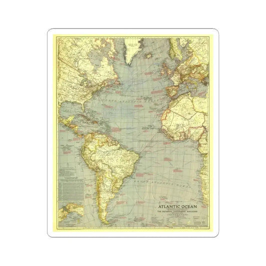 Atlantic Ocean (1939) (Map) STICKER Vinyl Kiss-Cut Decal 2 Inch White - The Sticker Space