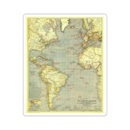 Atlantic Ocean (1939) (Map) STICKER Vinyl Kiss-Cut Decal 4 Inch White - The Sticker Space