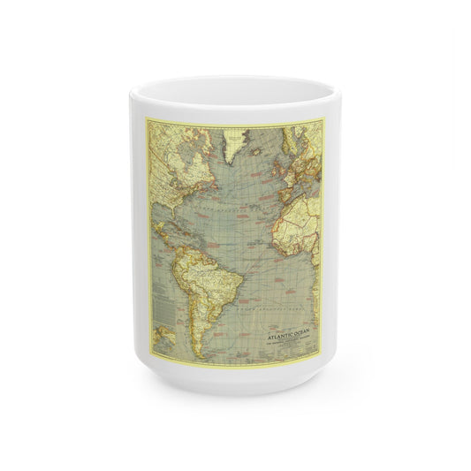 Atlantic Ocean (1939) (Map) White Coffee Mug-15oz-The Sticker Space