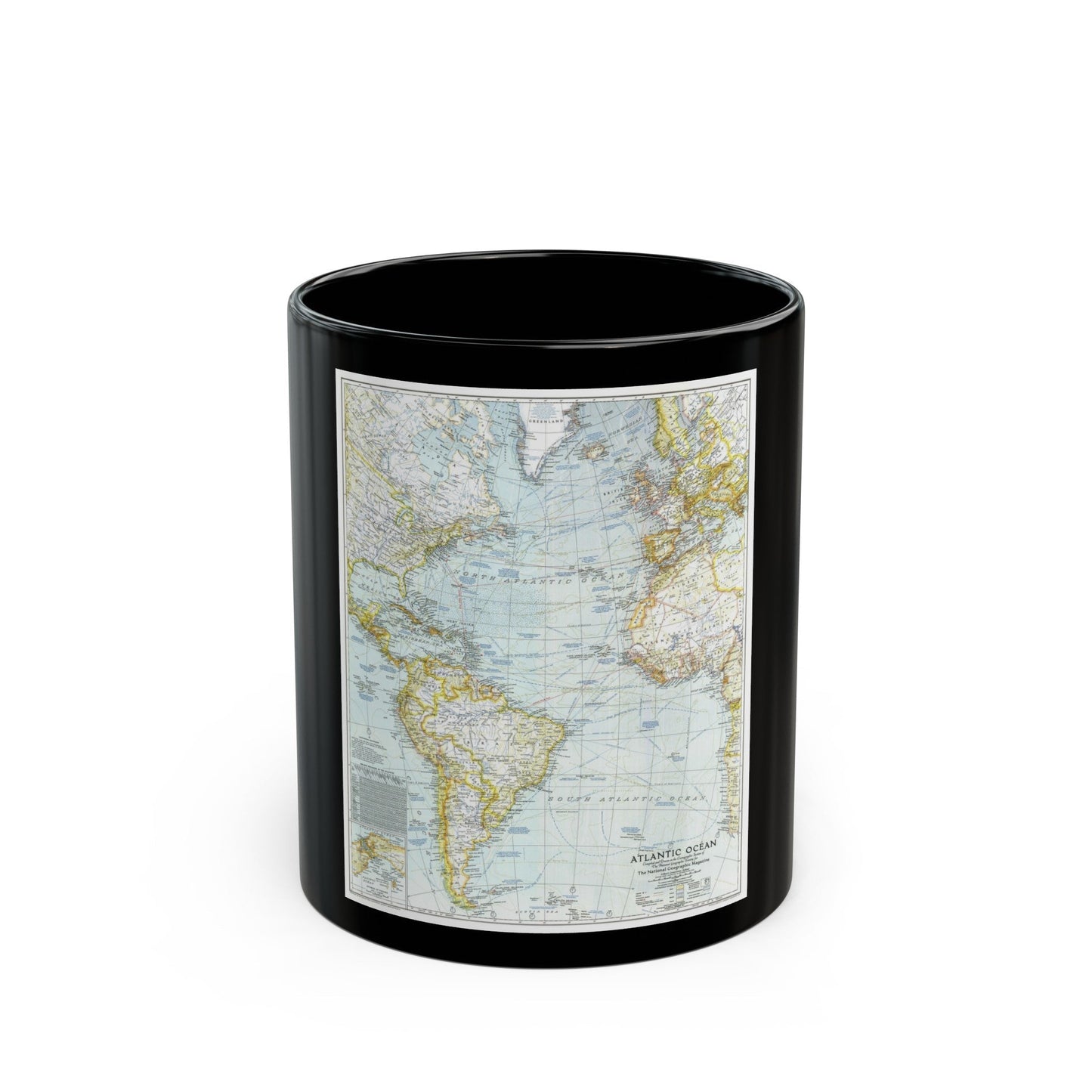 Atlantic Ocean (1941) (Map) Black Coffee Mug-11oz-The Sticker Space