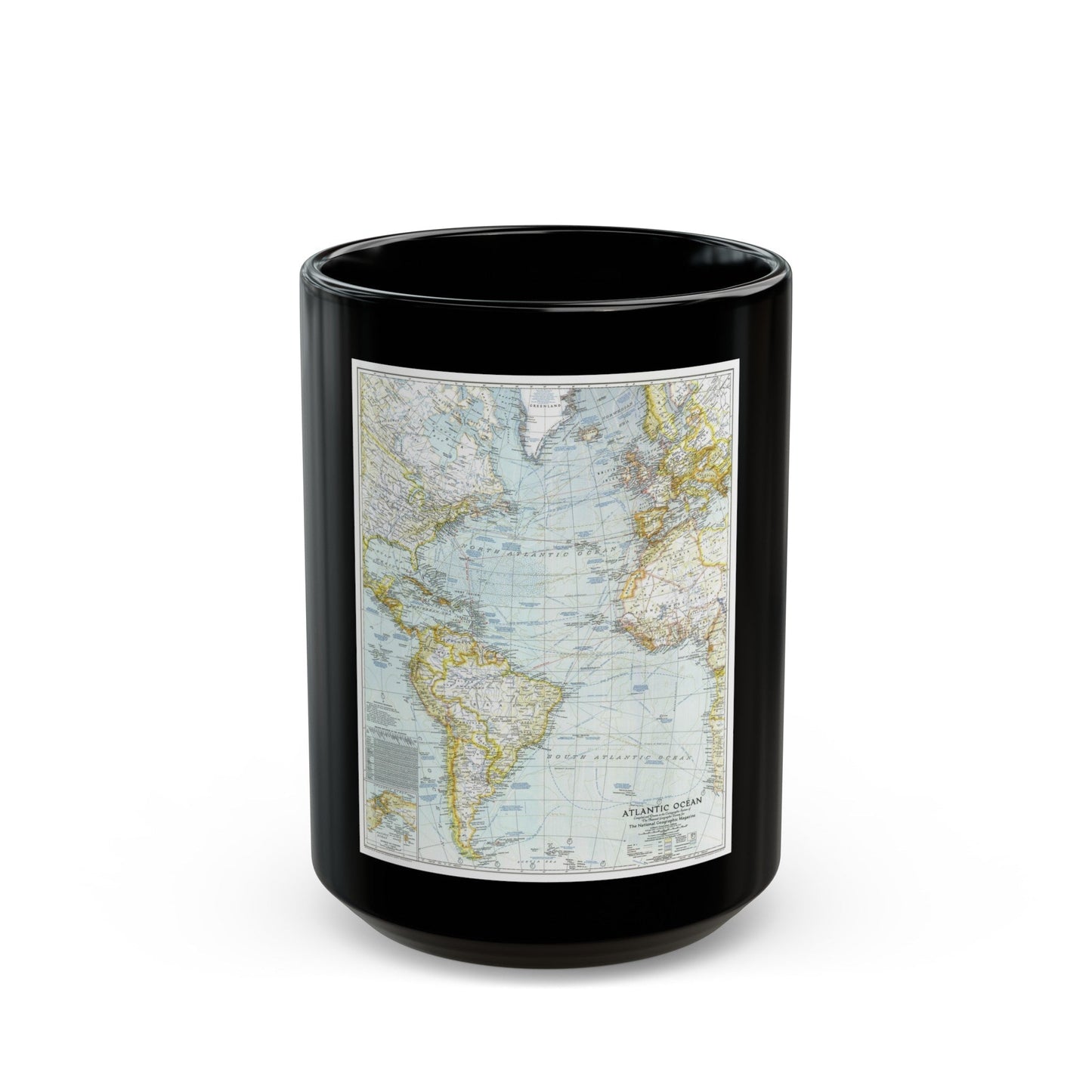 Atlantic Ocean (1941) (Map) Black Coffee Mug-15oz-The Sticker Space