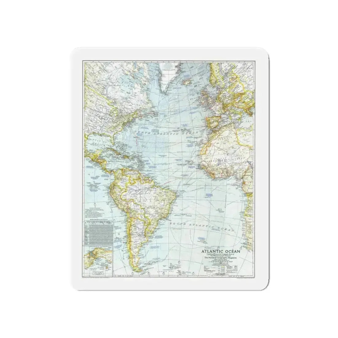 Atlantic Ocean (1941) (Map) Refrigerator Magnet 4 Inch - The Sticker Space